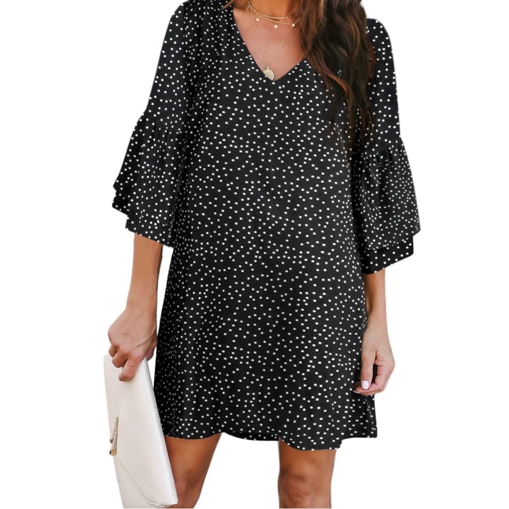 Elegant Black and White Polka Dot Dress